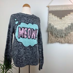 5/$25! Forever 21 Graphic Meow Comic Sweater